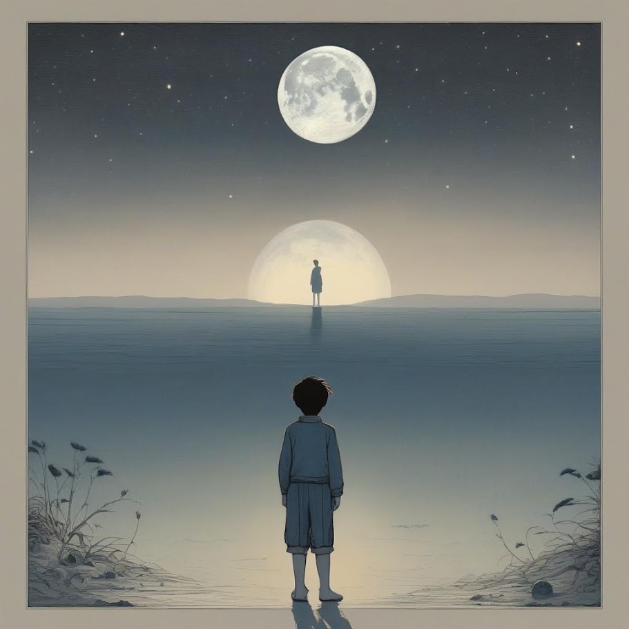 Person Looking at Moon